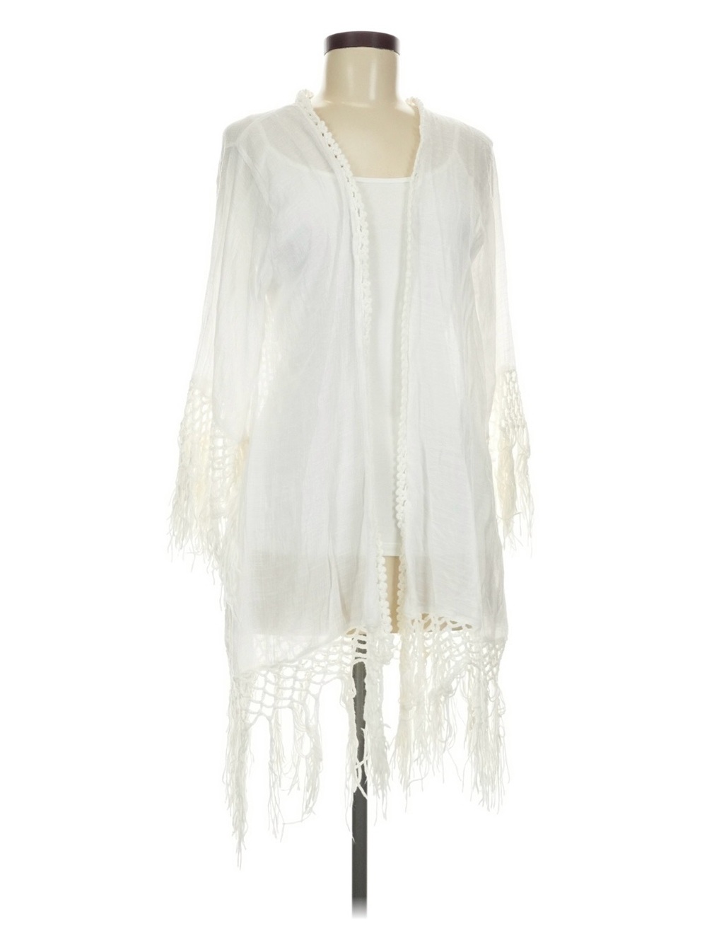 Cupshe White Crochet Fringe Swim Cover-Up